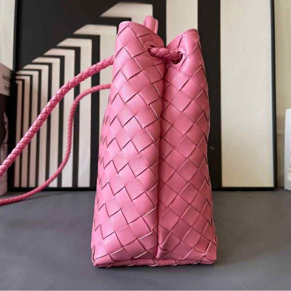 Pink Woven Leather Shoulder Bag - Picture 6 of 11